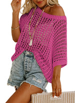Women's Summer Casual Short Sleeve Hollow Out Crochet Tops