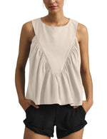 Women's Casual Loose Sleeveless Pleated Tnak Top