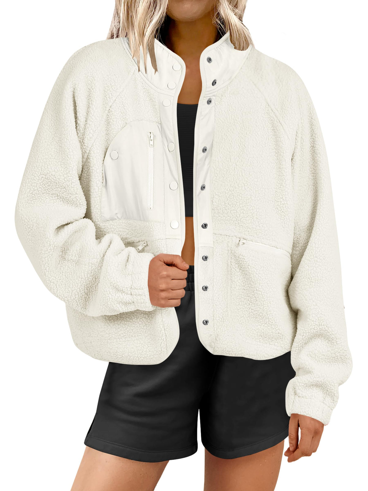 Women'sButton Down Fuzzy Fleece Jacket