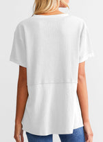 Women's CasualWaffle Knit Short Sleeve Top