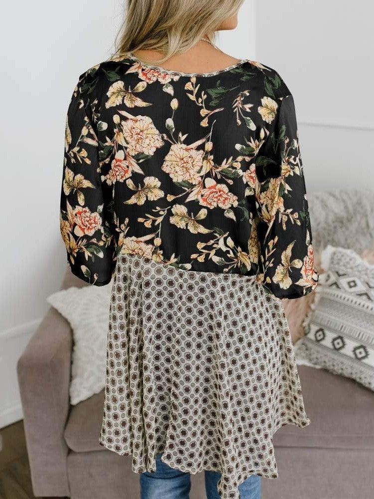Summer Floral Kimono Ruffle Sleeve Tie Cardigans