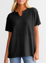 Women's CasualWaffle Knit Short Sleeve Top