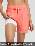 Women's 5 Inseam Drawstring High Waisted Quick Dry Swim Shorts