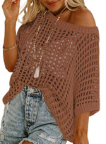 Women's Summer Casual Short Sleeve Hollow Out Crochet Tops