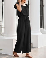 Women's Ruffle Sleeve Solid Color One Piece Jumpsuit