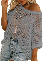 Women's Summer Casual Short Sleeve Hollow Out Crochet Tops