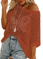 Women's Summer Casual Short Sleeve Hollow Out Crochet Tops
