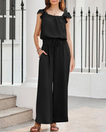 Women's Ruffle Sleeve Solid Color One Piece Jumpsuit