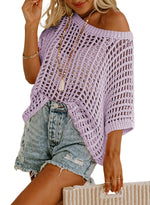 Women's Summer Casual Short Sleeve Hollow Out Crochet Tops