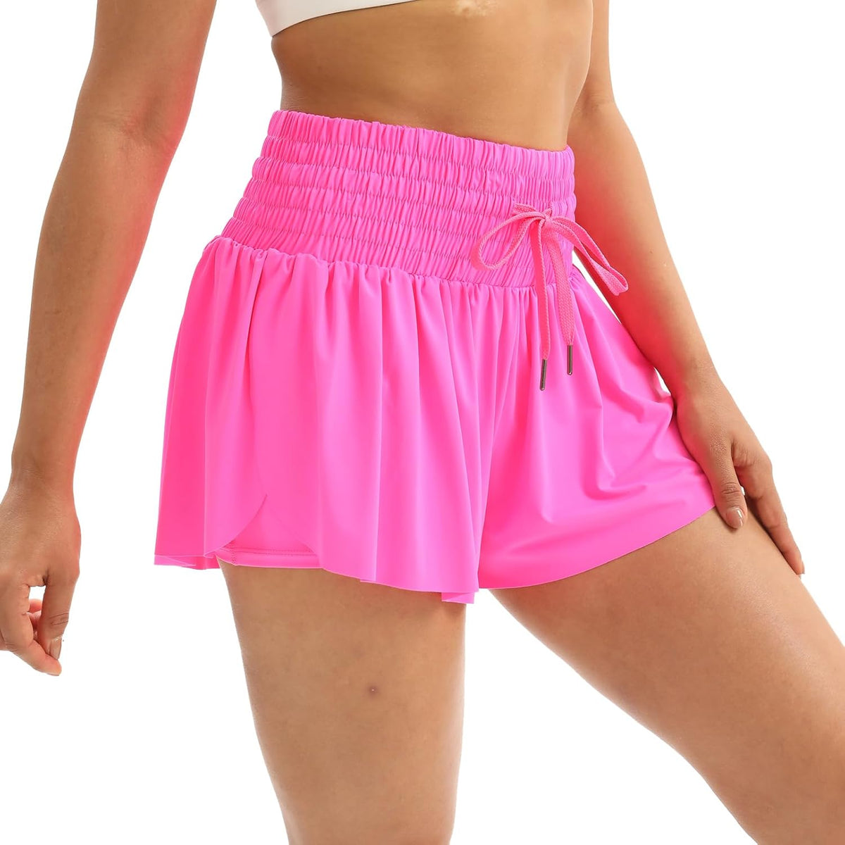 Women's High Waist Drawstring Flowy Athletic Shorts