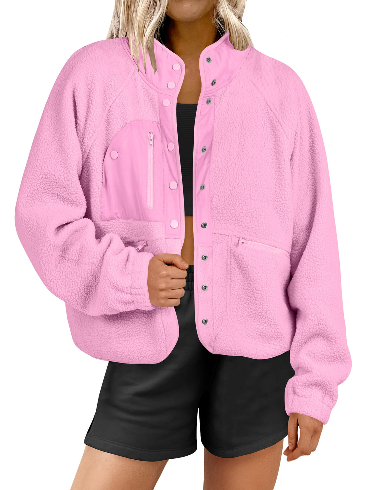 Women'sButton Down Fuzzy Fleece Jacket