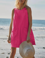 Women's Casual Stretch Sleeveless Shorts Bodysuit with Pockets