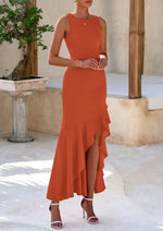 Women's Summer Ruffle Mermaid Cocktail Maxi Dress