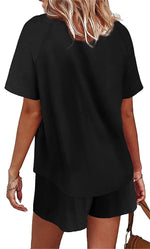 Basic Casual Short Sleeves Outfit 2 Pieces Set