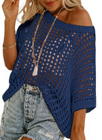 Women's Summer Casual Short Sleeve Hollow Out Crochet Tops