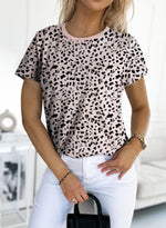 Women's Cheetah Print Crew Neck Short Sleeve T Shirt
