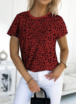 Women's Cheetah Print Crew Neck Short Sleeve T Shirt