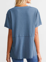 Women's CasualWaffle Knit Short Sleeve Top