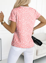 Women's Cheetah Print Crew Neck Short Sleeve T Shirt