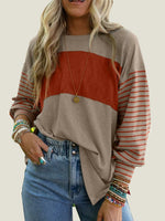 Women's Cute Color Block Long Sleeve Casual Top