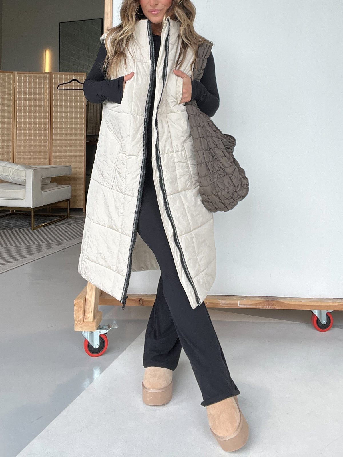 Women's Oversized Zipper Long Vest