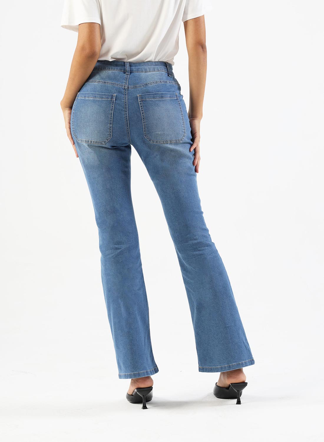 🔥🔥Button Fly Booty Shaping High Waist Flare Jeans