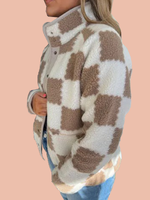 Women's Checkered Sherpa Fleece Jacket