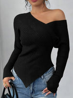 Women's Asymmetrical One-Shoulder Knitted Top
