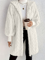 Women's Plush Fleece Soft Midi-Length Jacket with Pockets