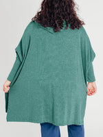 Women's Oversized Bat Sleeve Ribbed Hooded Pullover