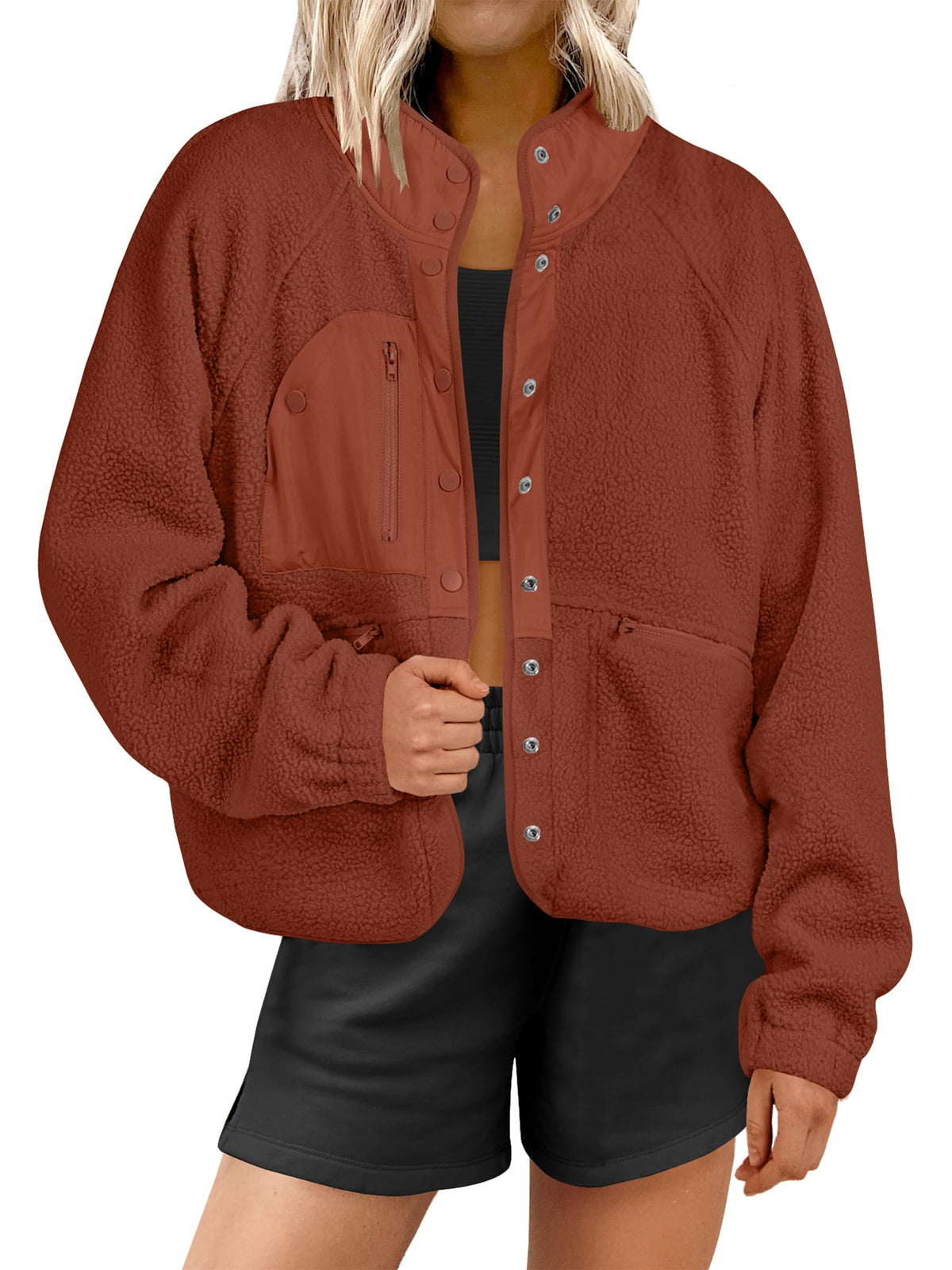Women'sButton Down Fuzzy Fleece Jacket