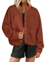 Women'sButton Down Fuzzy Fleece Jacket