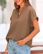 Women's V Neck Loose Flowing Shirt Top