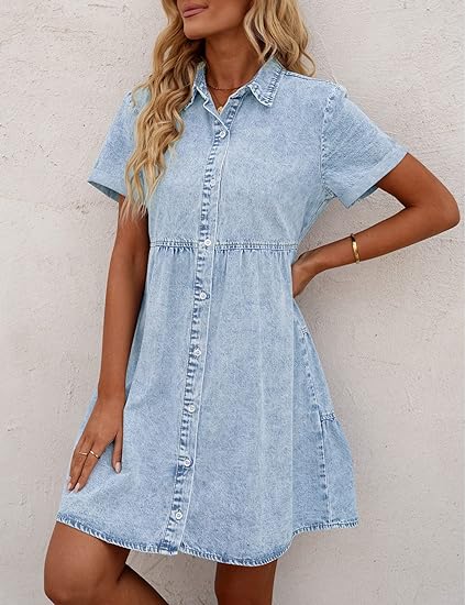 Women's Tencel Denim Washed Shirt Dress