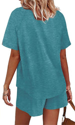 Basic Casual Short Sleeves Outfit 2 Pieces Set
