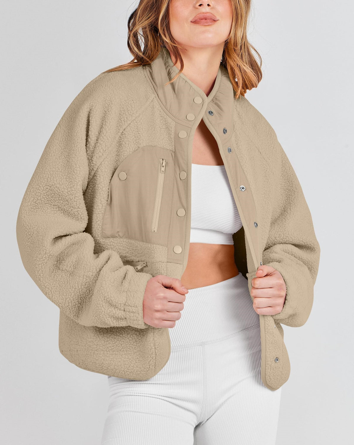 Women'sButton Down Fuzzy Fleece Jacket