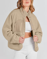 Women'sButton Down Fuzzy Fleece Jacket