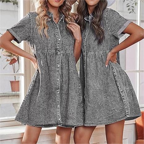 Women's Tencel Denim Washed Shirt Dress