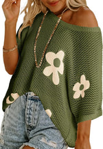 Women's Floral Short Sleeve Crocheted Cover-Up