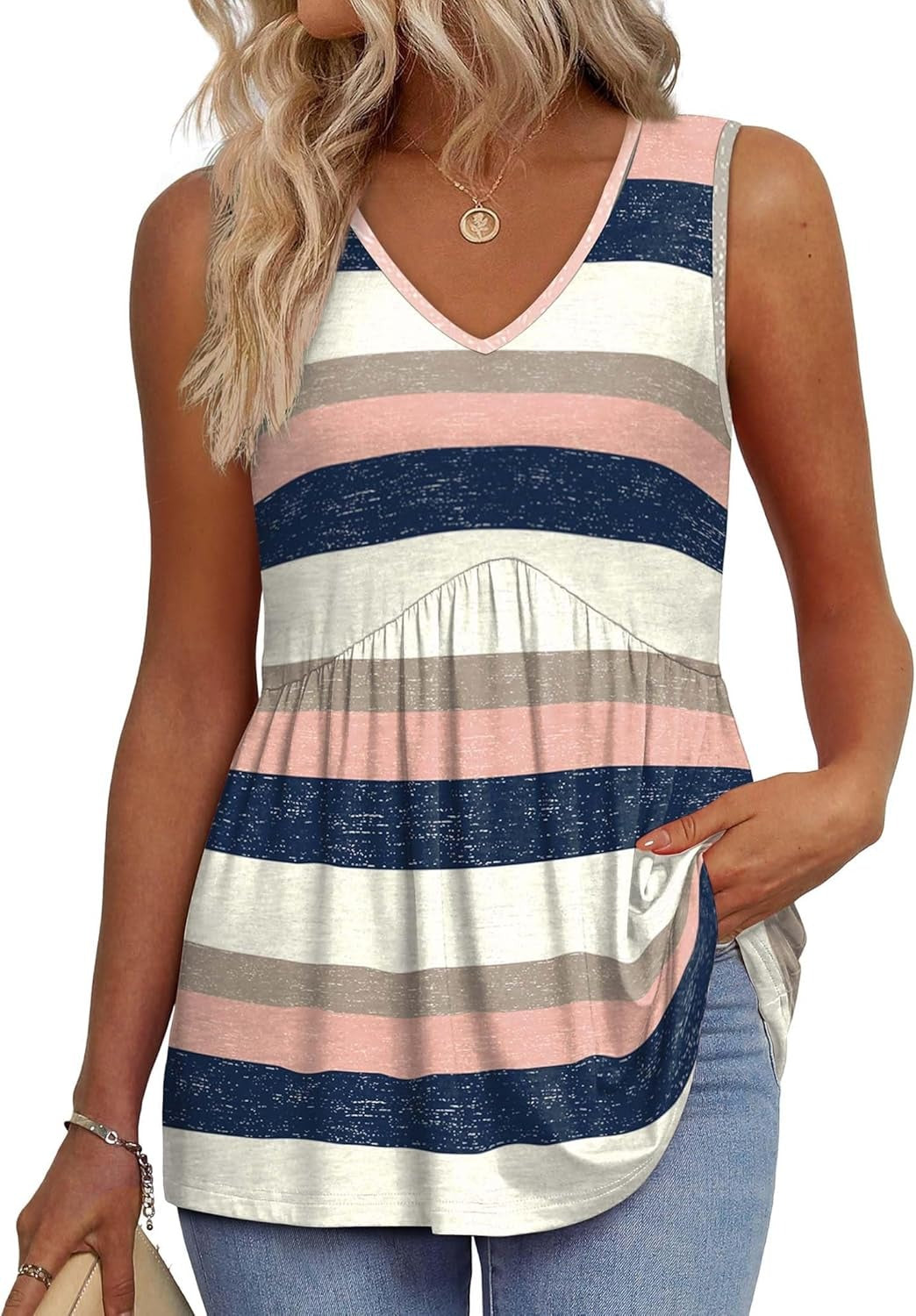 Women's V Neck Printed Tank Top