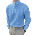 Gentleman's Simple Stand-up Collar Long Sleeved Polo Shirt
