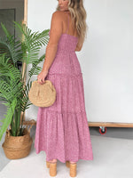 Women's Ditsy Floral Plunge Neckline Tiered Maxi Dress