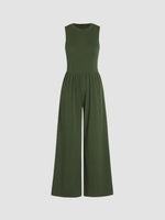 Women's Solid Sleeveless Wide Leg Jumpsuit
