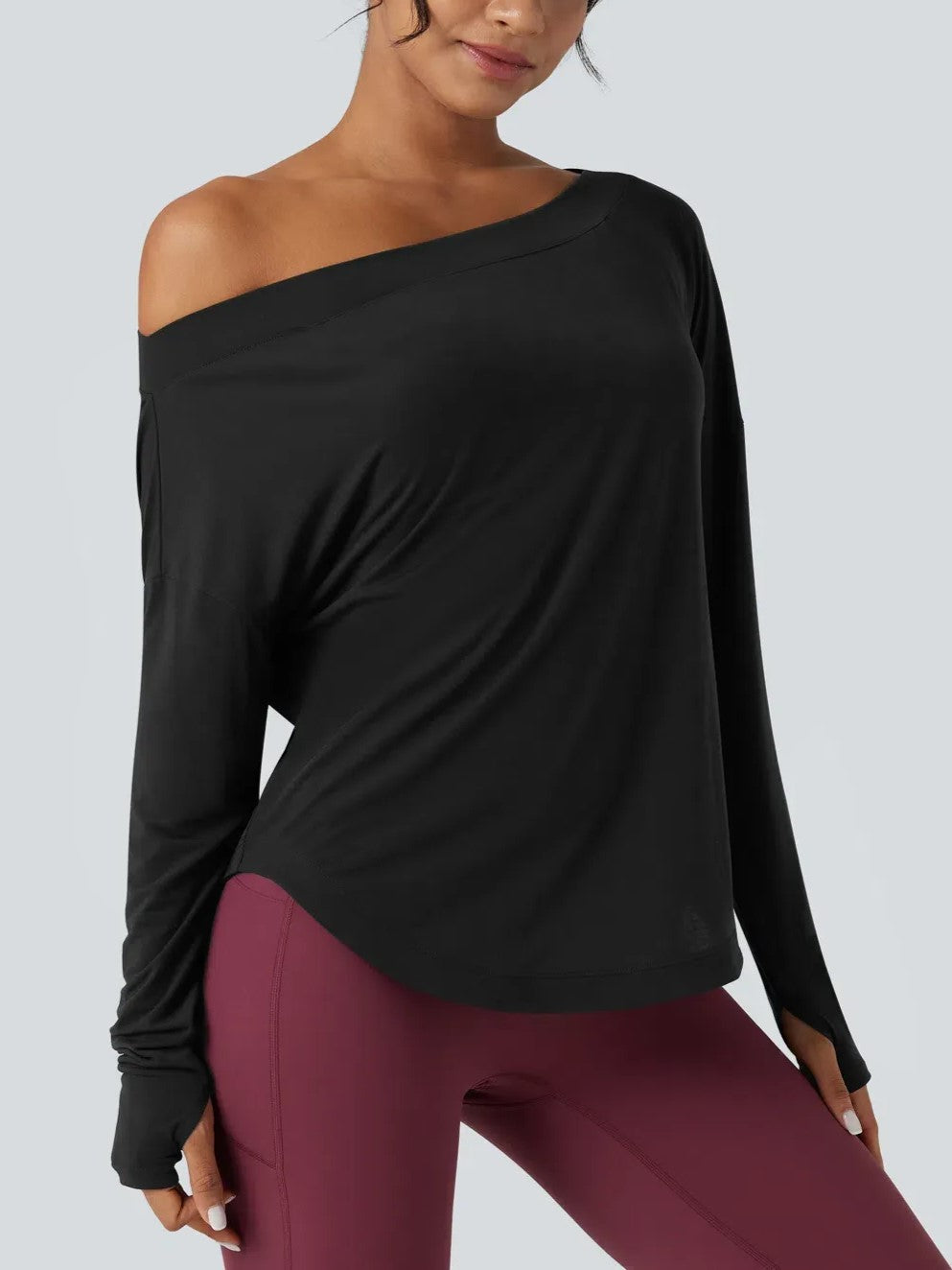 Women's Off Shoulder Tops With Thumbhole
