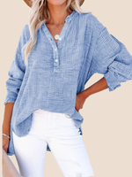 Women's Casual V-Neck Gauze Blouse