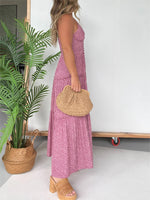 Women's Ditsy Floral Plunge Neckline Tiered Maxi Dress