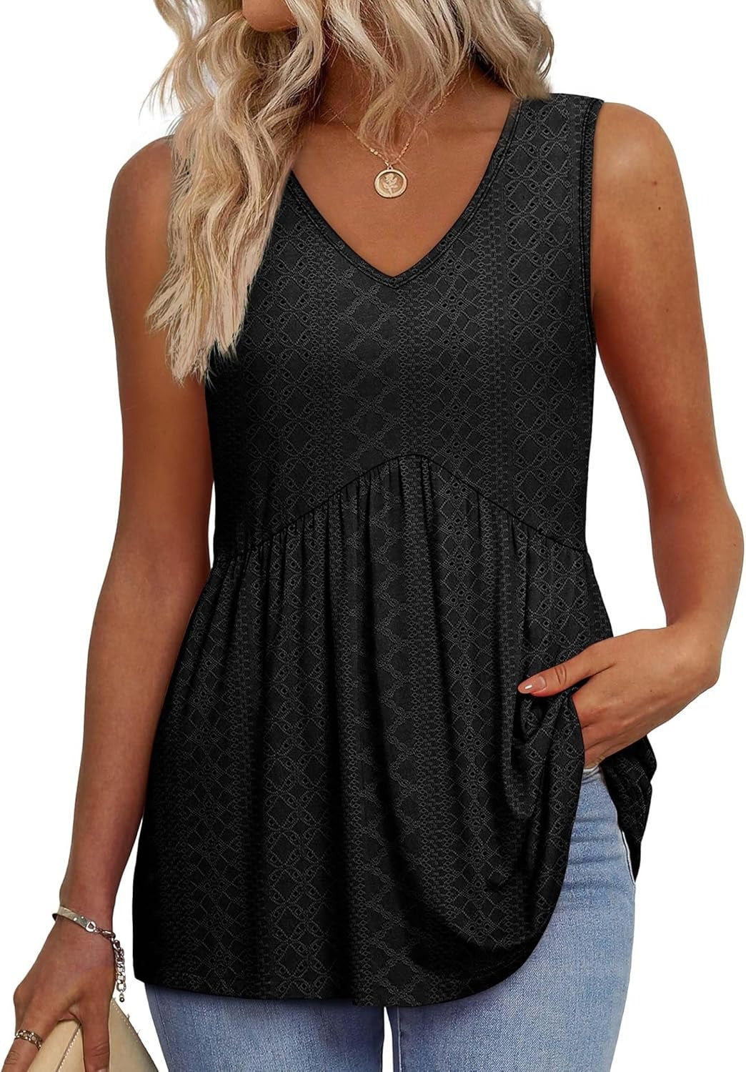 Women's V Neck Printed Tank Top