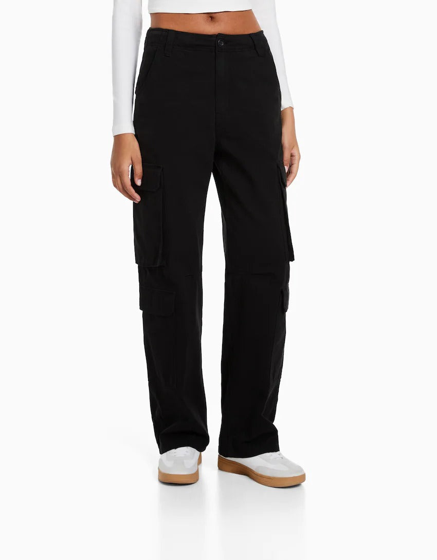 Adjustable Multi-pocket Twill Cargo Trousers