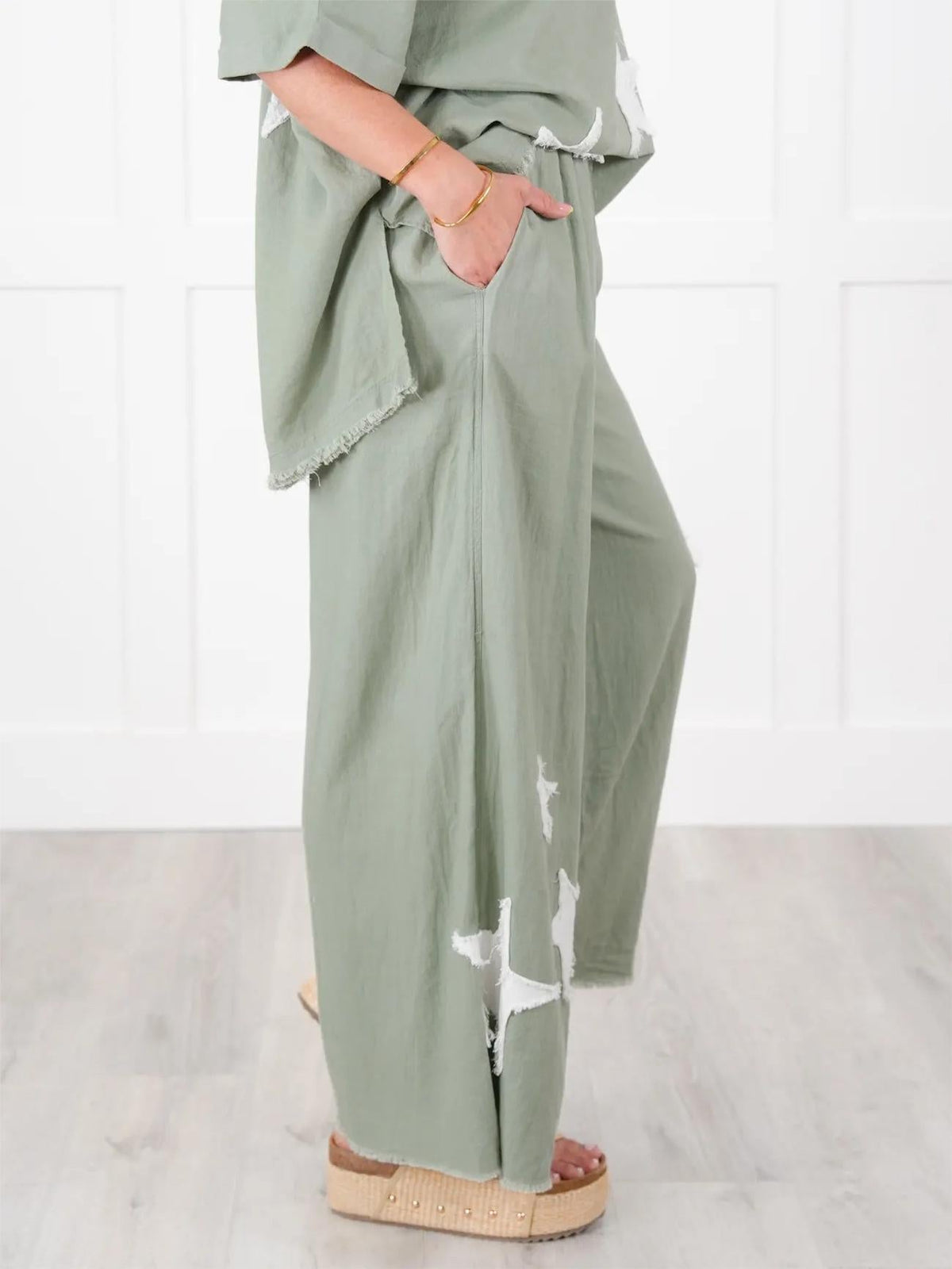 Women's Casual Star Patch Two Piece Set