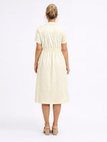 Women's Striped Cotton Shirt Dress with Pockets